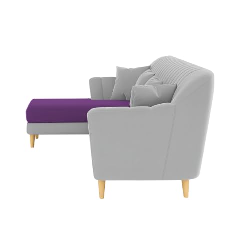 Image of Atticus LHS 6 Seater L Shape Sofa Set for Living Room (Purple Grey Fabric) Premium Fabric Sofa Set