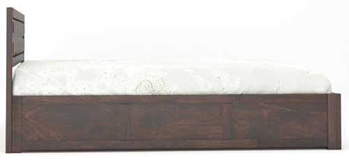 Image of MAMTA DECORATION Sheesham Wood King Size Bed with Box Storage, Wooden Double Bed Cot Palang Furniture for Bedroom Living Room Home (Walnut Finish)