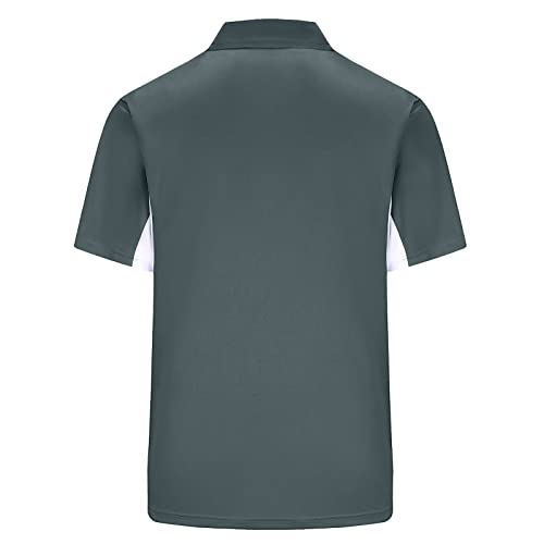 Moheen Men's Short Sleeve Moisture Wicking Performance Golf Polo Shirt, Side Blocked, Tall Sizes: M-7Xl (Charcoal, 3Xl) #TOP1