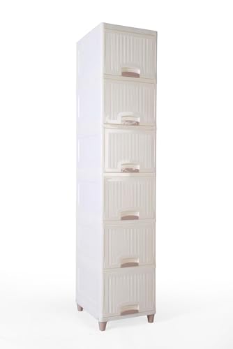 Shree Villa 6 Tier Cupboard for Storage Organizer/Plastic Storage Drawer/Stackable Storage Cabinet/Drawers for Storage Box/Multipurpose Storage Rack/Plastic Wardrobe Organizer (6 Layer)