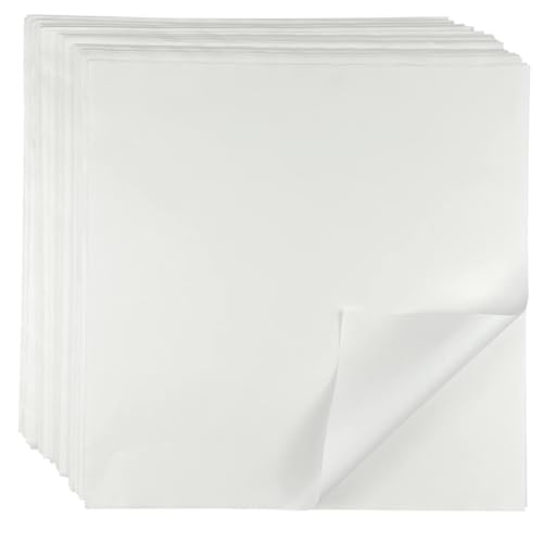 YFFSFDC ワックスペーパーシート18*18cm100枚 入り、天ぷら敷紙 紙食品耐油紙 揚げ物 敷き紙、バスケットライナー、おしゃれ 花束ラッピング、グリースプルーフデリ包装シート (ホワイト)