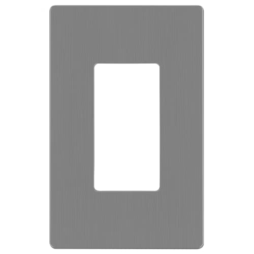 Image of LIDER Decorator Switch Cover, Screwless Wall Plate, Mid-Size 1-Gang 4.88 inch x 3.11 inch, LSWP-31M-BGY, UL Listed, Thermoplastic, Brushed Gray, 1-Pack