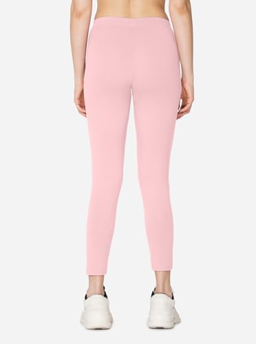 Image of VSTAR PL02 Women Ankle Length Stretchable Slim Fit Leggings with Secured Side Pocket | Moisture-Wicking | Soft Waistband & Cotton-Elastane Fabric | XL | Pink