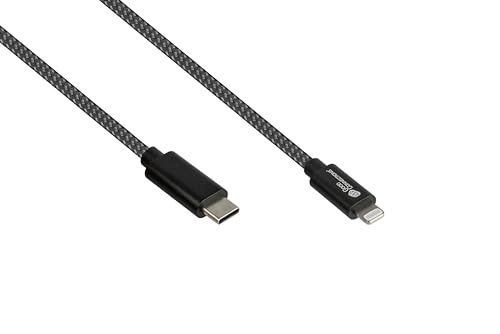 Good Connections - Cable de carga y datos USB 2.0 para iPhone/iPad/iPod, conector USB-C a conector Lightning, certificado por MFI, 18 W