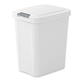 Sterilite 7.5 Gallon TouchTop Wastebasket Trash Can with Pop Up Lid for Kitchen, Bathroom, Mudroom or Office, 4 Pack, White