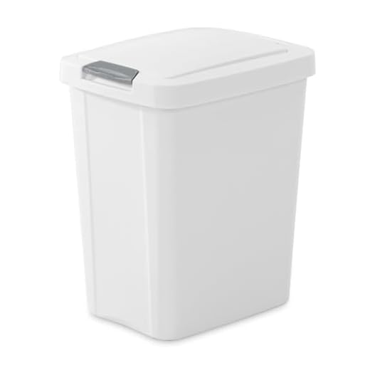 Sterilite 7.5 Gallon TouchTop Wastebasket with Lid that Opens with Touch, Conceals Trash in the Kitchen, Bathroom, Mudroom or Office, White, 8-Pack