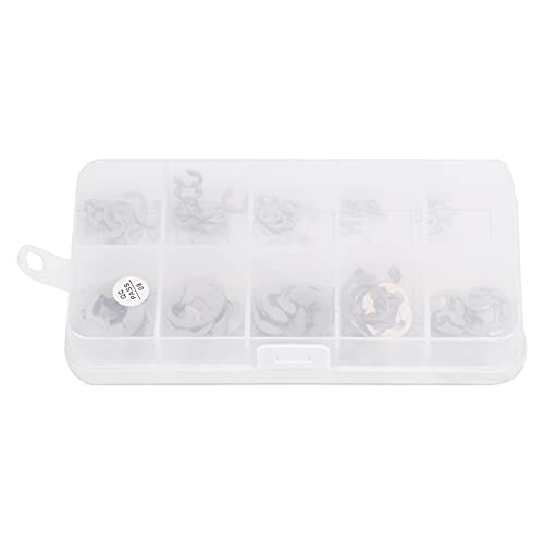 Anéis de pressão E Clip, 120 peças de arruela E Clip Prata Premium Aço Inoxidável E Clip Circlip Kit