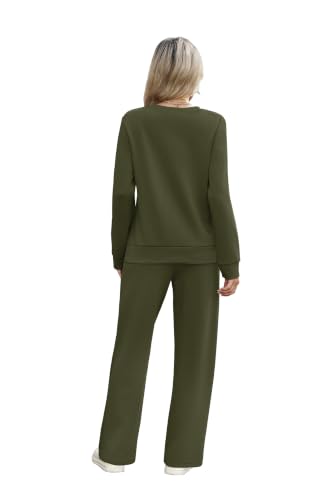 Image of WIHOLL Women's 2 Piece Sets Sweatshirt Casual Travel Outfits Lounge Wide Leg Tracksuit Cozy Sweatsuits Fashion 2026