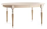 Altura: 77,5 cm Casa Padrino Mesa de Comedor Barroco de Lujo Crema/Oro 160-360 x 110 x A. 77,5 cm - Mesa de Comedor Extensible Ovalada de Madera Maciza - Muebles de Comedor barrocos