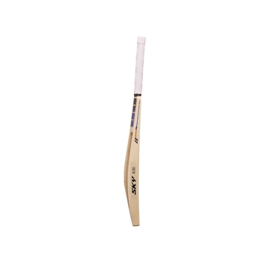 Image of SS Sky Players Kashmir Willow Cricket Bat | Full Size Short Handle | Thick Edges, Light Pickup & Huge Sweet Spot | for Leather & Tennis Ball Practice