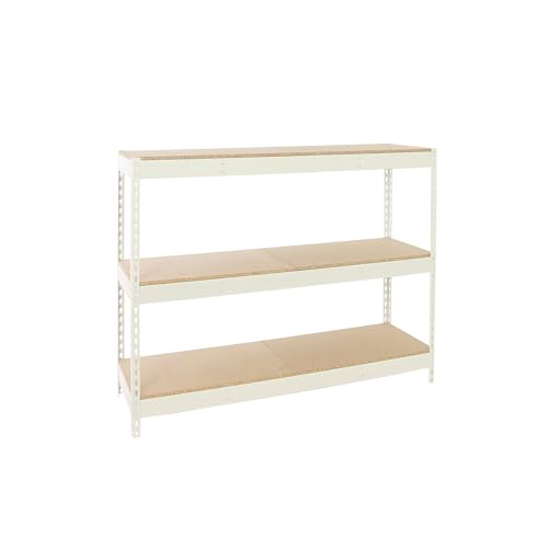 Simon Rack Estantería Industrial, 2000x2400x450 mm, 400 kg de Punto Flexión, 3 Estantes Madera, Estantería Garaje, Blanco/Madera - Simonforte