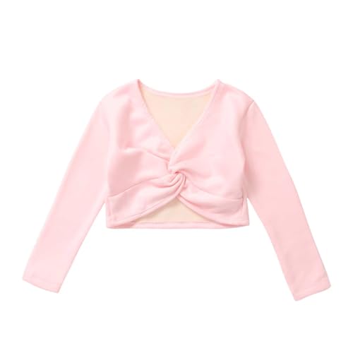 Shinsto Kids Girls Ballet Dance Wrap Top Long Sleeve Cardigan Sweater Shrug Boleros Warm Up Pullover3