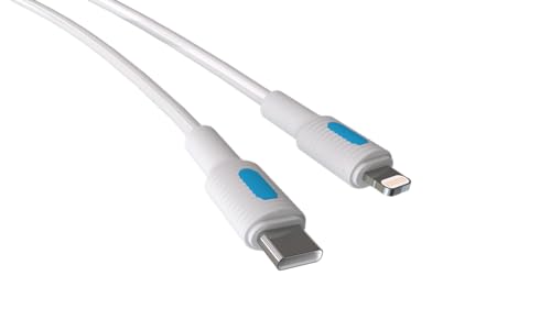 Type-C - Lightning 27 W PD hızlı şarj kablosu, beyaz ve mavi/beyaz uç, 150 cm