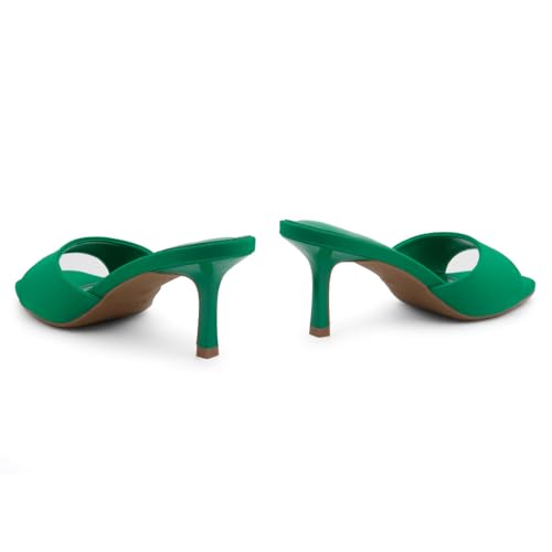 Image of Shoe Land Women's Low Heels Stiletto Heeled Slides, Open Toe One Band Slip-On Heeled Mules - Dressy Heeled Sandals for Prom, Party Wedding and Vacation