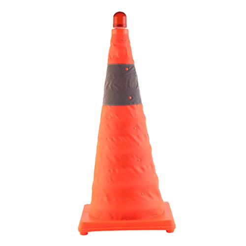 Zerodeko 1pezzi Cono Stradale Pieghevole in Plastica Con Luci Led Cono Riflettente Per Sicurezza Stradale Base in Gomma Alimentato Da Batterie Aaa Leggero e Portatile