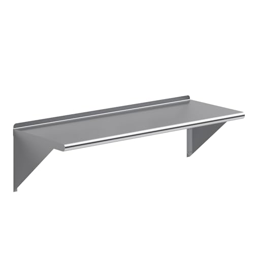 Image of AmGood 48 inch Long X 18 inch Deep Stainless Steel Wall Shelf | NSF Certified | Appliance & Equipment Metal Shelving | Kitchen, Restaurant, Garage, Laundry, Utility Room