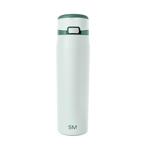 Image of Simple Modern Water Bottle with Straw & Handle | 24oz | Green | Mesa Loop Insulated Water Bottle for School, Sports, Travel | Leak Proof, Stainless Steel | Agave