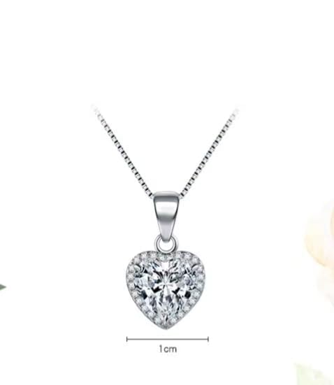 Kette Dame Silber Herz Halsketten 925 Sterling Silber Liebe Herz Anhänger Halskette Liebe Einstellbare Silber Halskette Frauen Geburtstag Weihnachten