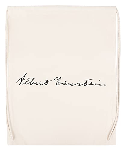 Enigmae Alberto Einstein Completo Firma Bolsa de Algodón Deportiva con Ccordón Para Gimnasio Sport Cotton Beige Bag