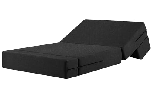 Image of Rosebell Lightweight Easy One Person Sofa Cum Bed Jute Fabric- Washable Cover- Including 1 Cushion - Size 3' X 6' Ft Perfect for Home for Guests - Black Color