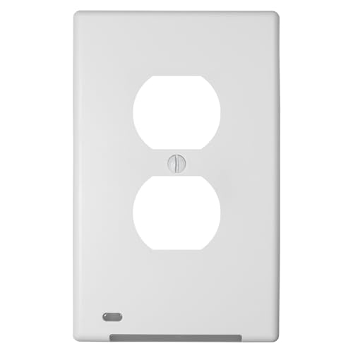 AMERELLE Universal LumiCover Wallplate with Built-In Night Light Standard Duplex White - Easy DIY Installation Convenient Low-Profile Design