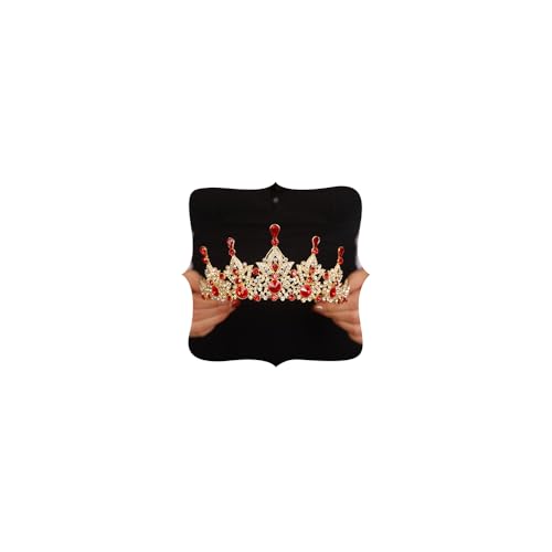 Tiara roja para novia y coronas de diamantes de imitación para boda