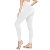 ACTINPUT White Leggings for Women Soft High Waisted Tummy Control Leggings Sports Workout Gym Running Yoga Pants(White,S-M)
