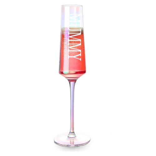 Image of ukgiftstoreonline Mummy Sentiment Iridescent Champagne Flute, Rainbow Crystal Glass, Lead-Free, Hand-Blown Prosecco Glass Gift