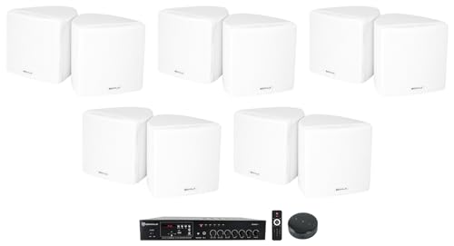 Rockville (1 RCS80-1 60 Watt 70v Commercial/Restaurant Amplifier/Bluetooth Receiver Bundle with (10) Cube 3.5