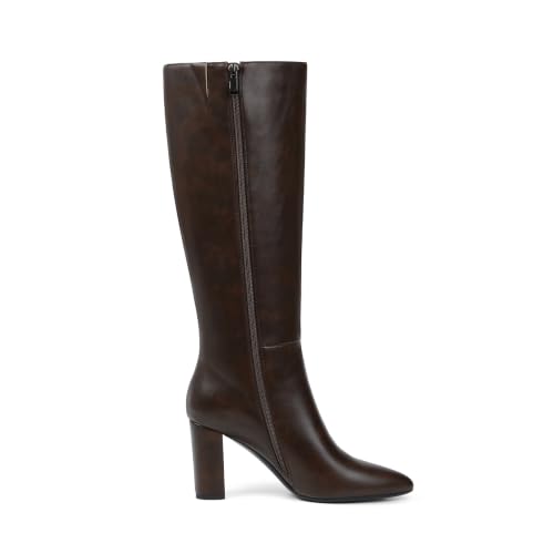 Image of Modatope Knee High Boots Women Pointed Toe Boots Chunky Heels Side Zipper | Fall Spring Winter Fashion Dress Tall Boots, Evening Bridal office Long Boots