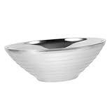 Mikikit Ramen-Schüssel wiederverwendbar Salatschüssel Nudelschalen Rührschüsseln groß Servierschüssel für die Küche Rührschüssel aus Edelstahl Rostfreier Stahl Silver