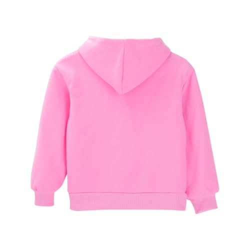 Kids Pullover Hoodies Plain Cute Hoodie Sweatshirts Oversized Thin Lightweight School Tops Clothes (Pink, 9-10 Years)3
