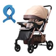 Breez Baby Rubber Wheel Stroller/Pram with Six Months Warranty (Latest Model - 2023) for New Born/Toddler/Kid for 0 to 3 Years Travel Friendly, 5 Point Safety Harness - Brown