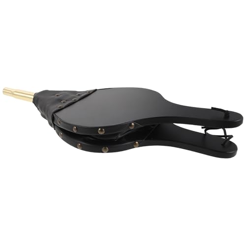 PRETYZOOM Wooden Fireplace Bellows Manual Air Blower for Log Burner and BBQ Fire Pit Gold Tube, Handheld Stove Blower for Indoor Outdoor Camping Fireplace Use