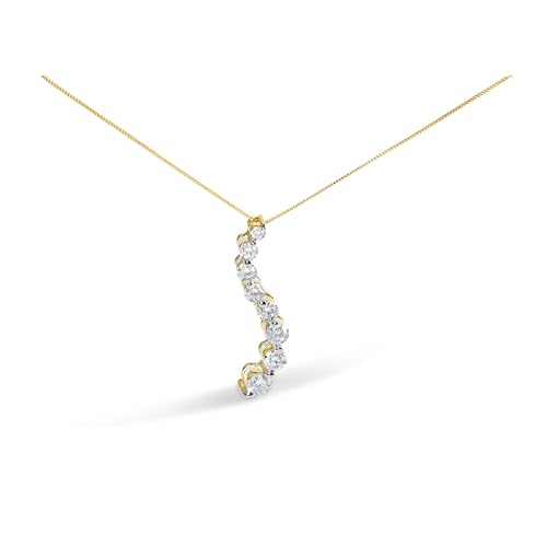 Haus of Brilliance AGS Certified 14K Yellow Gold 3.0 Cttw Baguette and Brilliant Round-Cut Diamond Journey 18" Pendant Necklace (G-H Color, SI2-I1 Clarity)