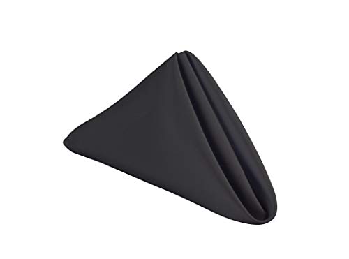 GEFEII Kitchen 18x18 Solid Polyester Black Cloth Napkins for Round Square Rectangle Tablecloth for Wedding Party Restaurant Banquet Dining Buffet Table Picnic Decorations (Napkins-18x18, Black)