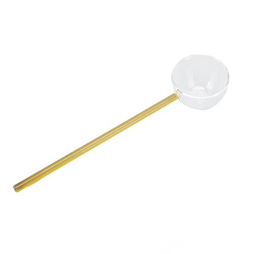 Cuchara de 100ML Cuchara Agitadora de Vidrio de Alta Temperatura Resistencia a Altas Temperaturas Cuchara Simple Mango Largo Cuchara de Ancla Gourmet para el Hogar Cuchara de Sopa Cuchara(Amarillo)