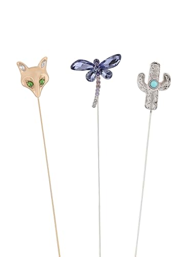 Image of Alilang 3Pcs Vintage Style Hat Lapel Brooch Pins with Flexible Bendable Design for Secure Fit on Hats, Scarves, and Suits