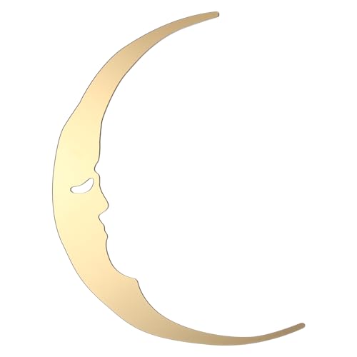 Fuutreo Acrylic Decorative Moon Phase Mirror Crescent Gold Acrylic Bohemian Wall Hanging Decor Boho Moon Wall Decor for Bathroom Bedroom Living Room