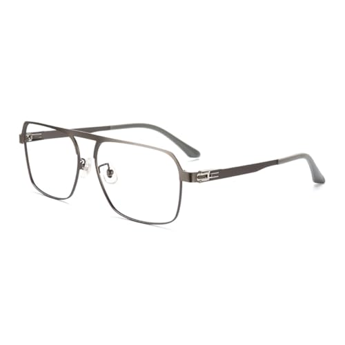 Genérico Gafas de Lectura con Bloqueo de luz Azul Marco de Metal Cuadrado Retro Gafas para computadora lectores para Juegos para Hombres y Mujeres,Gris,+2.5