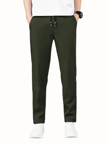 Image of TAGDO Men's Loose Fit Solid Color Polyester Drawstring Sports Pants - Casual, and Comfortable for Outdoor Activities (5186)