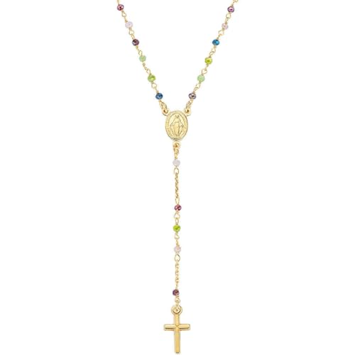 Amen Collana Donna Rosario Cristalli Multicolor Gold Cro10Garve4