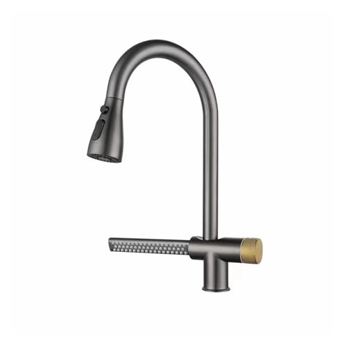 Robinet d'évier extractible cascade acier inoxydable gris lavabo cuisine