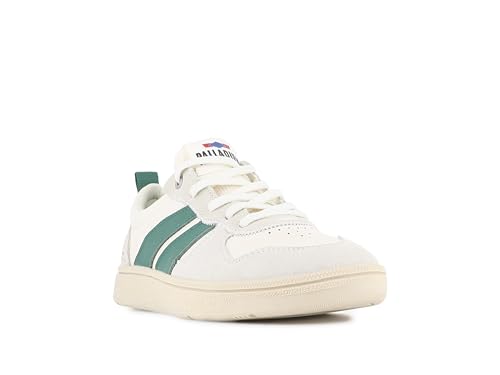 Palladium Unisex Pallacup Flame Leather Fashion Sneakers, Retro Leather Casual Walking Shoes with Gum Sole, Cream/Foliage Green, Mens 8/Womens 9.5 — view 6