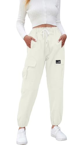 Image of Cromoncent Girls&Womens Cargo Pants Elastic Waist Lightweight Outdoor Jogger Pants, 6 Years - XX-Large