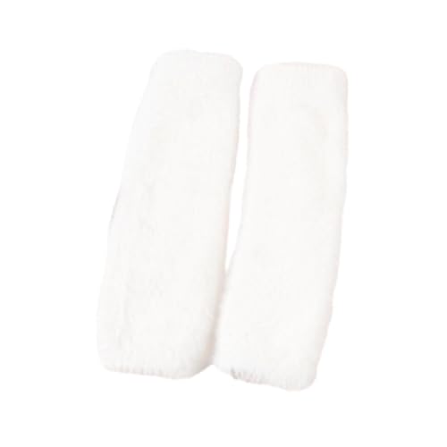 Winter Warm Fingerless Gloves Half Finger Gloves for Cycling Sports Cold Weather (2 Pack)- White