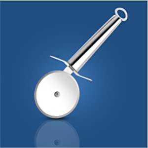 GAFFEL 1 Pc Stainless Steel Pizza Cutter/Pizza Wheel/Sharp Wheel Cutter for Flat Bread Burger Brownie, Silver