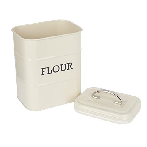 KitchenCraft Living Nostalgia Flour Storage Container, Airtight, 17 x 12 x 24cm, Antique Cream