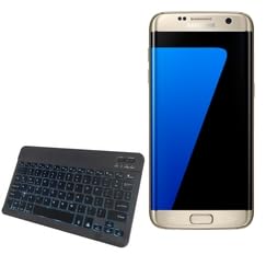 BoxWave Keyboard Compatible with Samsung Galaxy S7 Edge - SlimKeys Bluetooth Keyboard - with Backlight, Portable Slim LED 7 Colors - Jet Black