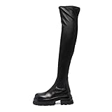 HARZONLI Tacones Altos Over The Knee Boots Boots LeatherOffice Lady Square Heel Round Boots(39 EU)
